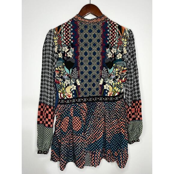Anthropologie Bhanuni By Jyoti Womens Abstract Baby Doll Blouse Size Small - Picture 6 of 7